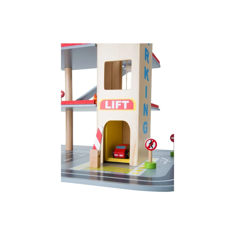 Small Foot Parking garage, 3 levels with airplane track