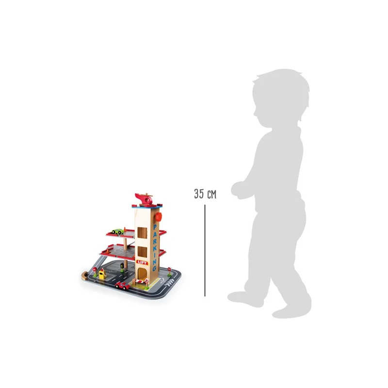 Small Foot Parking garage, 3 levels with airplane track