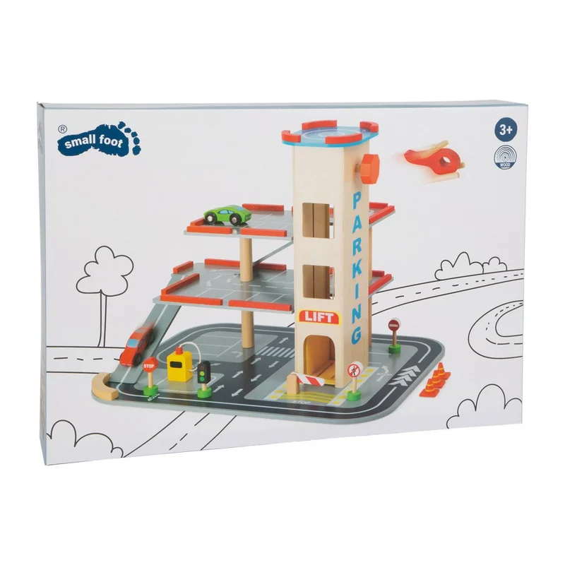 Small Foot Parking garage, 3 levels with airplane track