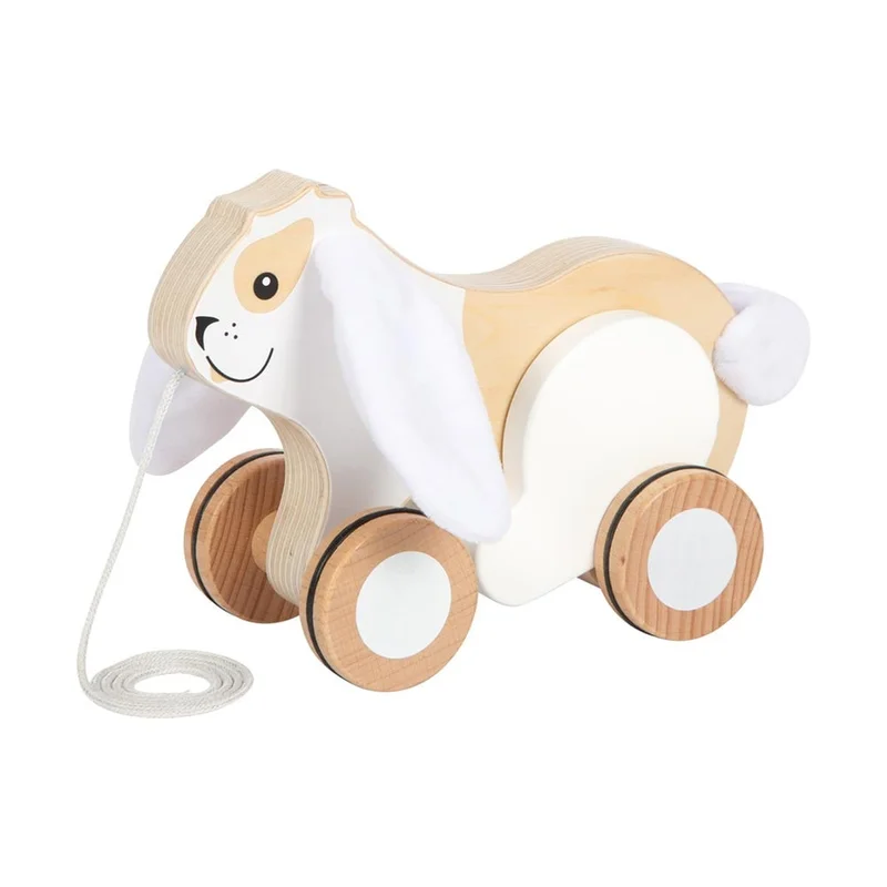 Small Foot Pull-Along Bunny, wooden, with rustling ears
