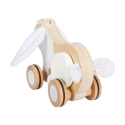 Small Foot Pull-Along Bunny, wooden, with rustling ears