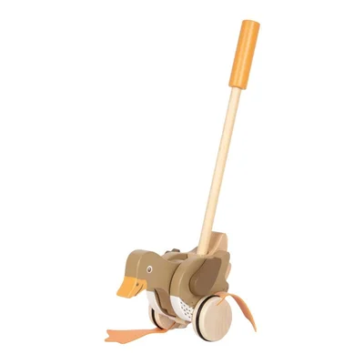 Small Foot Push toy duck, wooden, with moving head