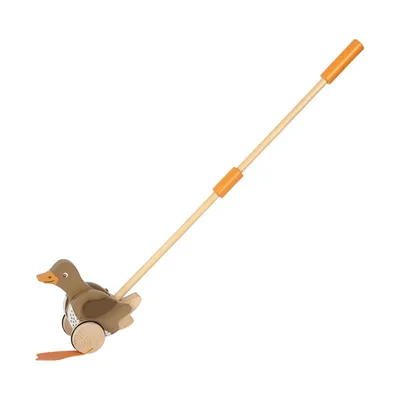 Small Foot Push toy duck, wooden, with moving head