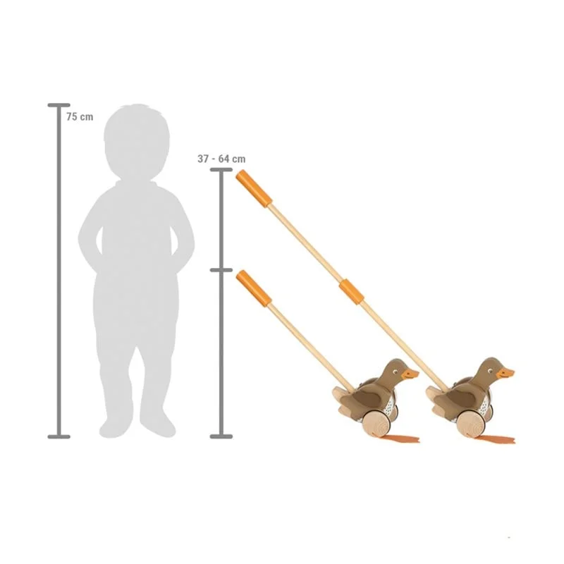 Small Foot Push toy duck, wooden, with moving head