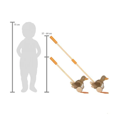 Small Foot Push toy duck, wooden, with moving head