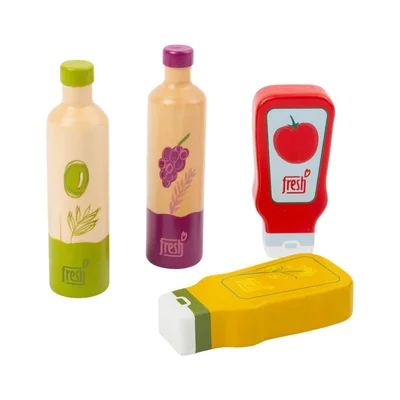 Small Foot Set sauces and oils Fresh, wooden