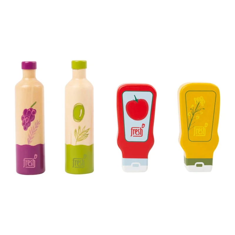 Small Foot Set sauces and oils Fresh, wooden