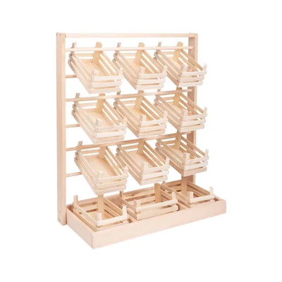 Small Foot Stand, with 12 bins, wooden, 60 x 24 x 67 cm
