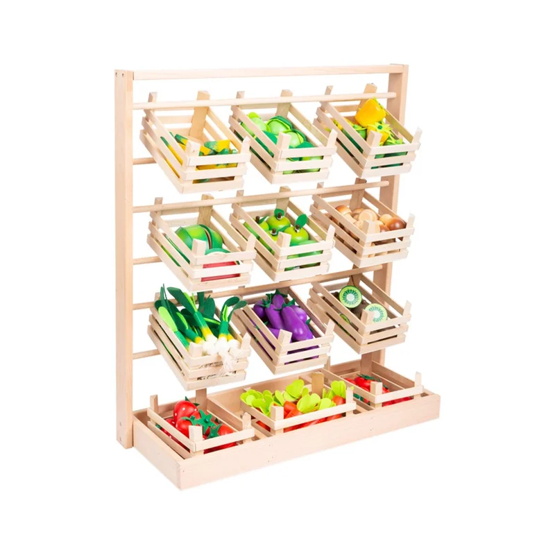 Small Foot Stand, with 12 bins, wooden, 60 x 24 x 67 cm