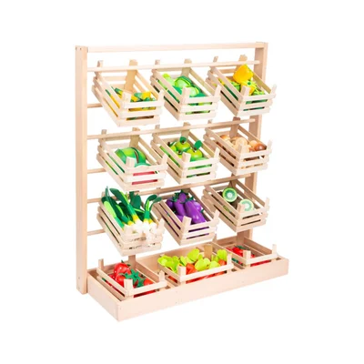 Small Foot Stand, with 12 bins, wooden, 60 x 24 x 67 cm