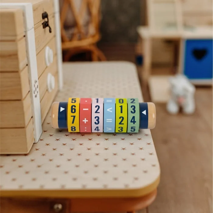 Small Foot Rotating Wooden Calculator