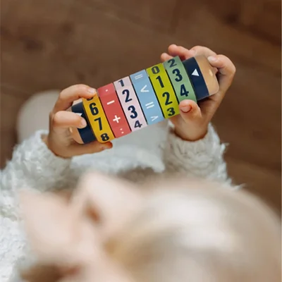Small Foot Rotating Wooden Calculator