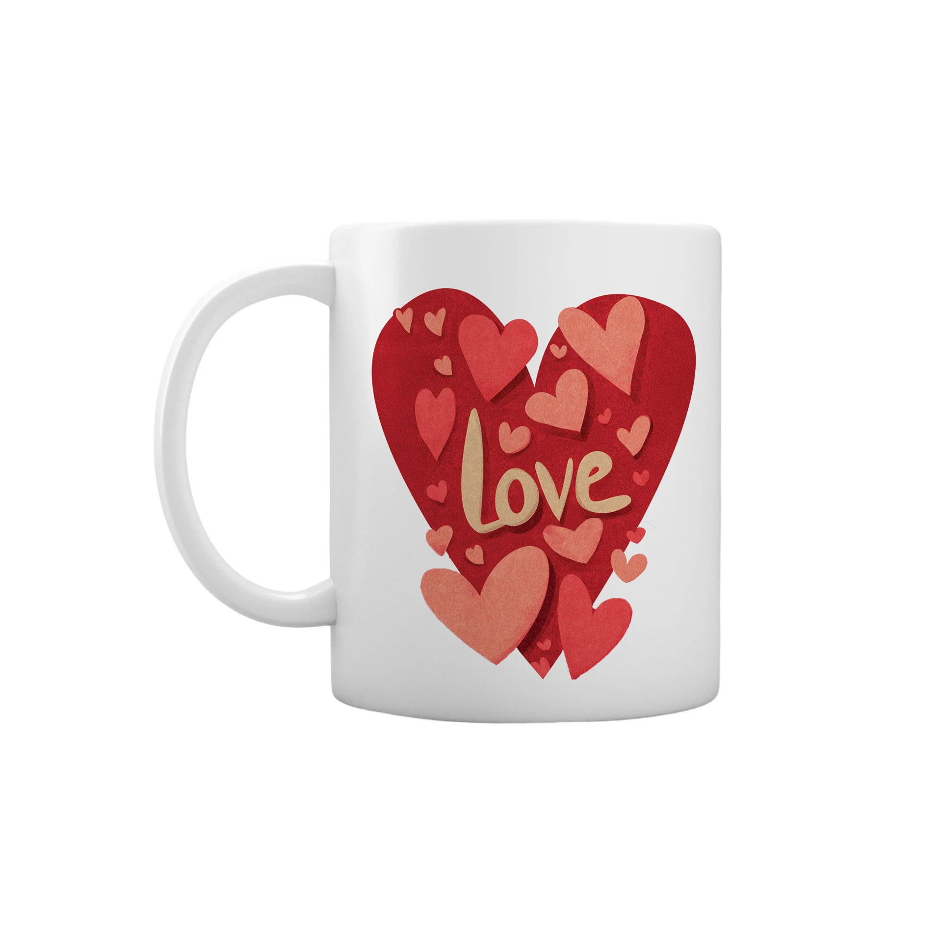 Gift&Go Чаша Love - Сърца, керамична, клас АА, бяла, 330 ml, в кутия