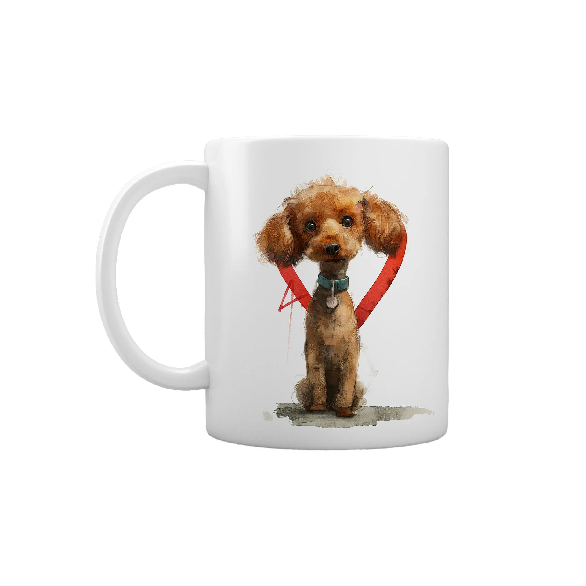 Gift&Go Чаша Fun - Пудел в сърце, керамична, клас АА, бяла, 330 ml, в кутия