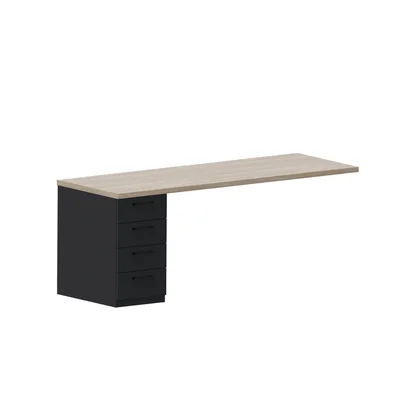 RFG Desk Boxi, with supporting container, 200 x 67.8 x 74 cm, assembled sample