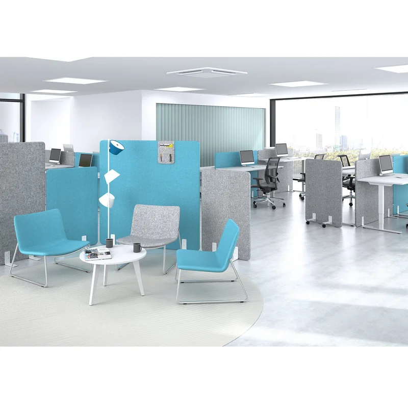 Acoustic divider Narbutas Free Standing, 800 x 36 x 1600 mm, fabric Velito Presto light mint, chipboard 16 mm