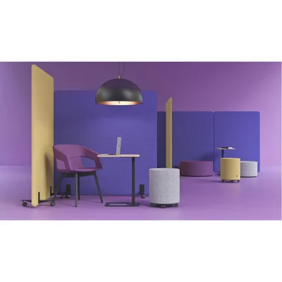 Acoustic panel Narbutas, free-standing, 1400 x 36 x 1600 mm, chipboard 16 mm, mustard