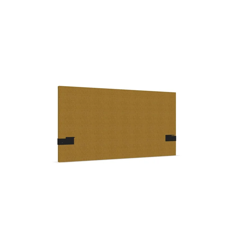 Acoustic desk screen Narbutas Modus, 1400 x 42 x 740 mm, chipboard 16 mm, mustard, black metal
