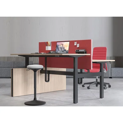 Acoustic desk screen Narbutas Modus, 1400 x 42 x 740 mm, chipboard 16 mm, mustard, black metal