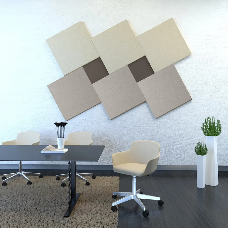 Acoustic wall panel Modus Narbutas, 800 x 40 x 800 mm, fabric Velito Presto light mint