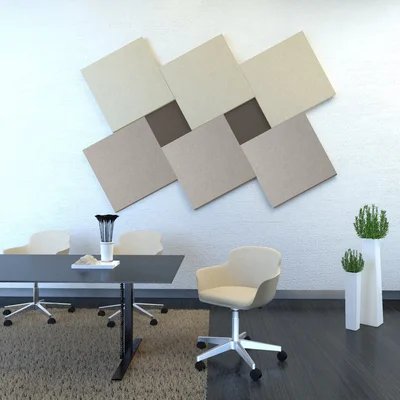 Acoustic wall panel Modus Narbutas, 800 x 40 x 800 mm, fabric Velito Presto light mint