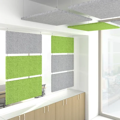 Free-standing acoustic panel Narbutas Modus, 1200 x 40 x 1200 mm, fabric Velito Presto light mint