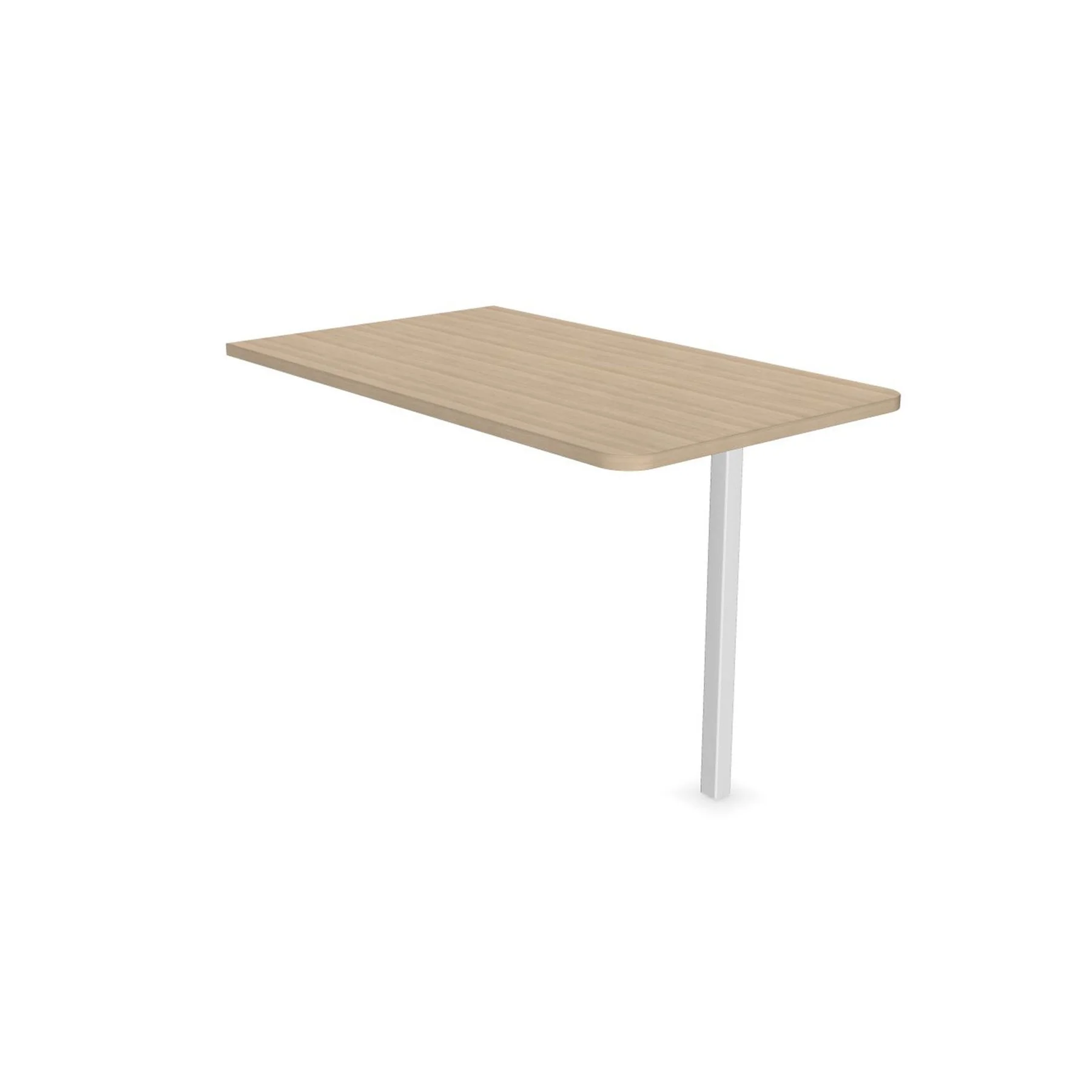 Table Narbutas My Space, with 1 leg, 1200 x 700 x 720 mm, rectangular top, ash top, white metal