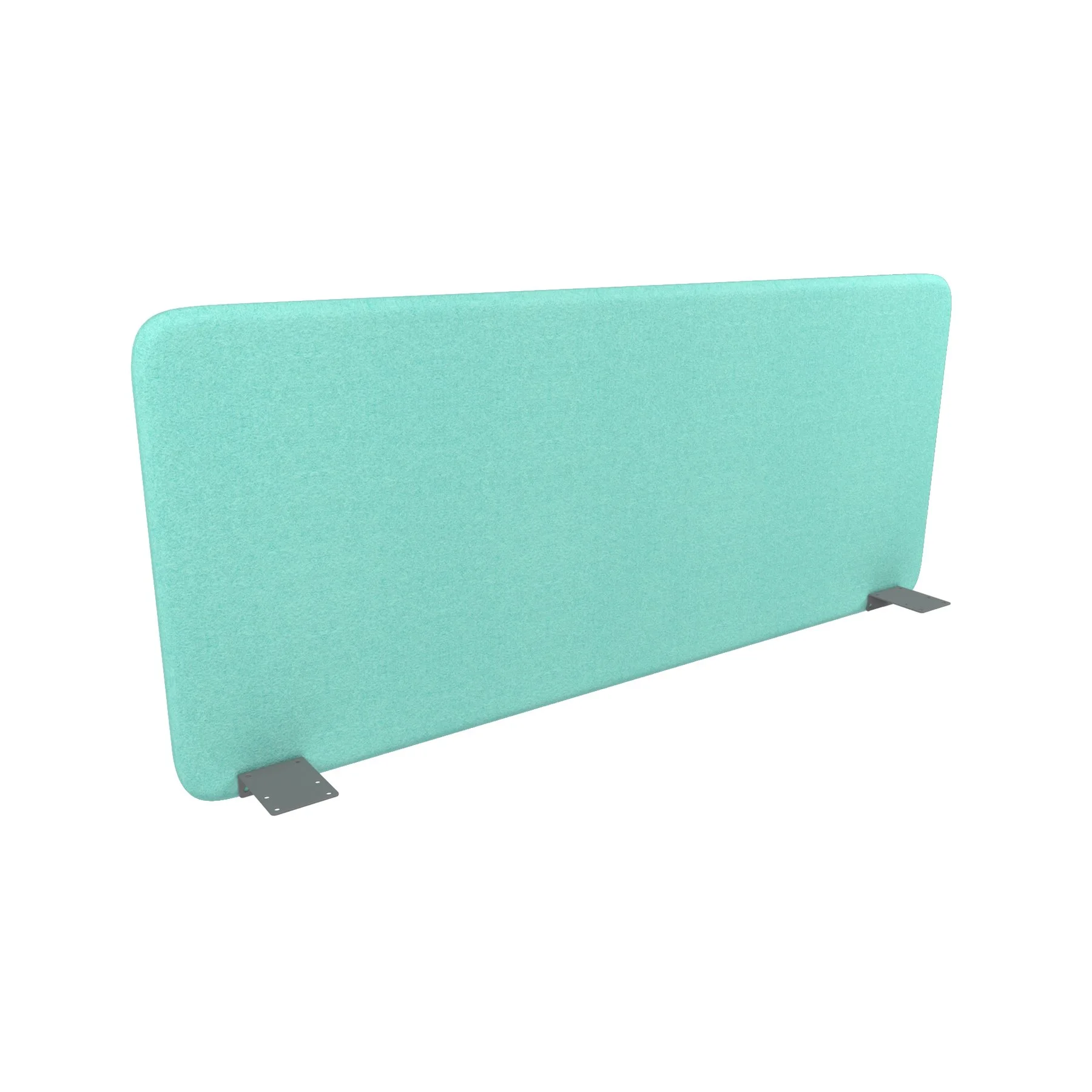 Acoustic desk screen Narbutas Top 530, 1200 x 36 x 530 mm, fabric Velito Presto light mint, chipboard 16 mm, gray metal