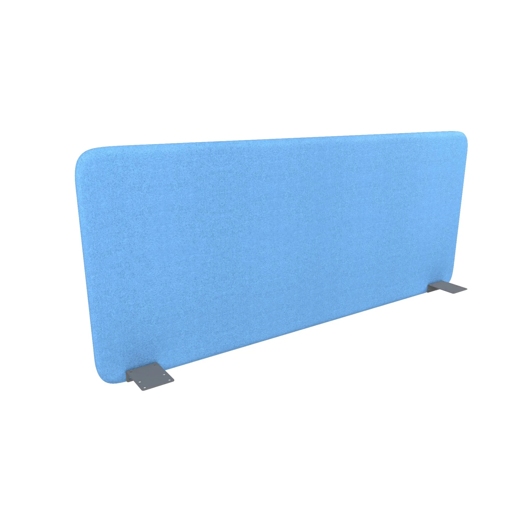 Soundproof desk partition Narbutas Top 530, 1400 x 36 x 530 mm, Velito Presto fabric light blue, gray metal