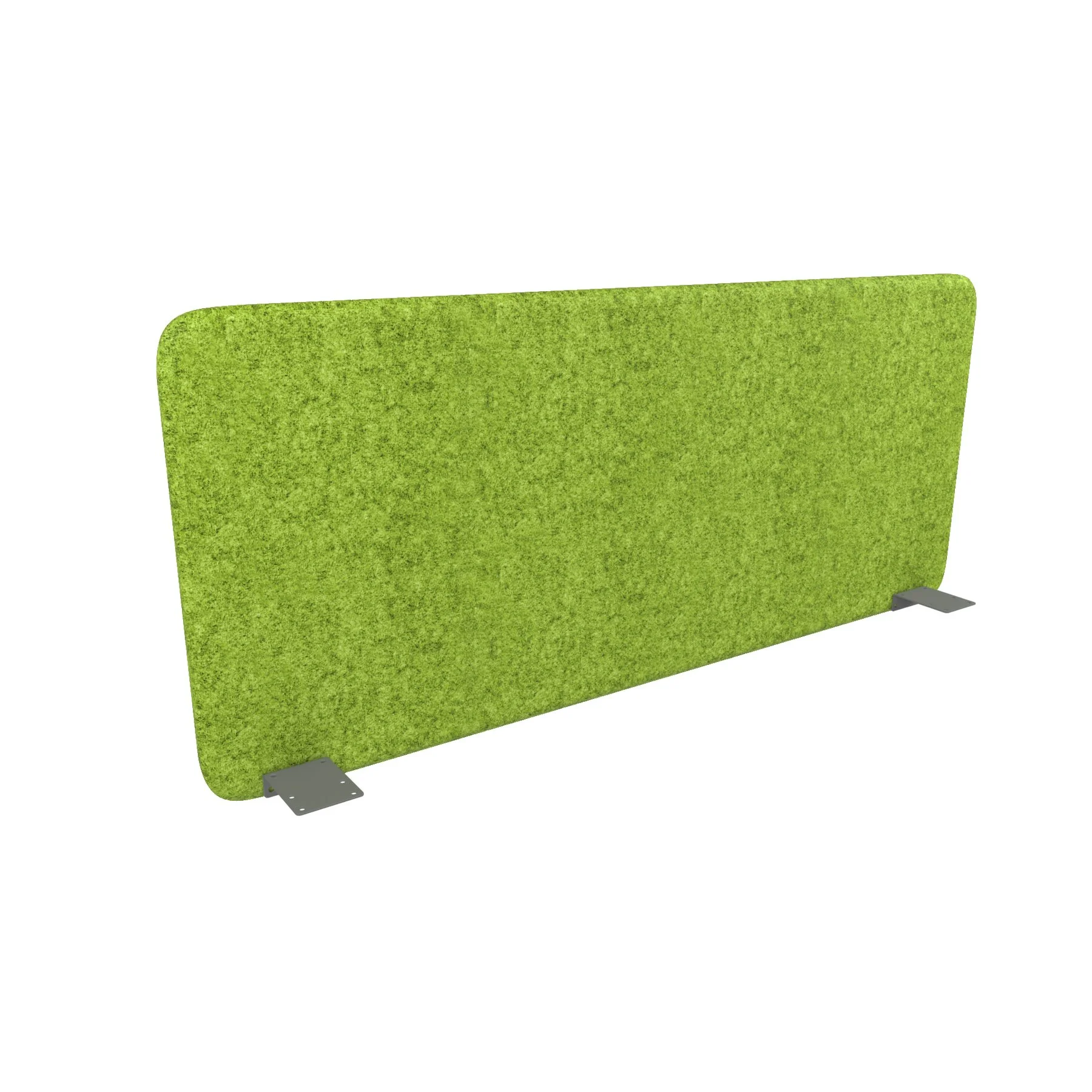 Soundproof desk partition Narbutas Top 530, 1400 x 36 x 530 mm, Velito Presto fabric light green melange, gray metal
