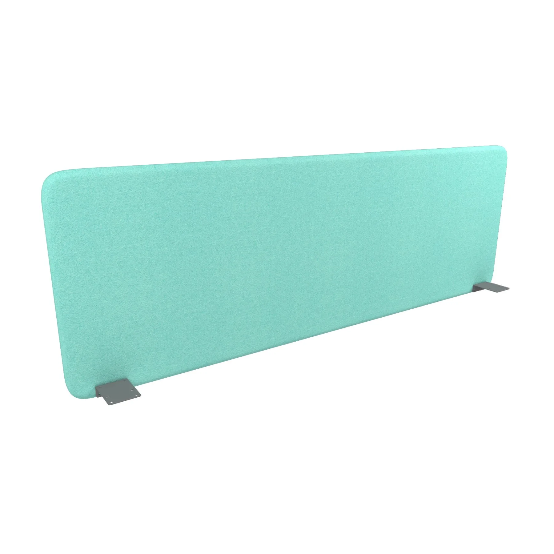 Soundproof desk partition Narbutas Top 530, 1600 x 36 x 530 mm, Velito Presto fabric light mint, gray metal