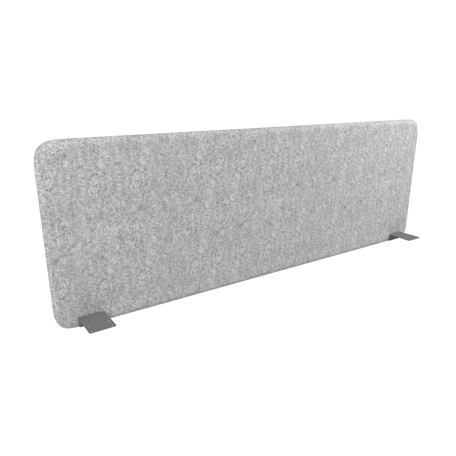 Soundproof desk partition Narbutas Top 530, 1600 x 36 x 530 mm, Velito Presto fabric light gray melange, gray metal