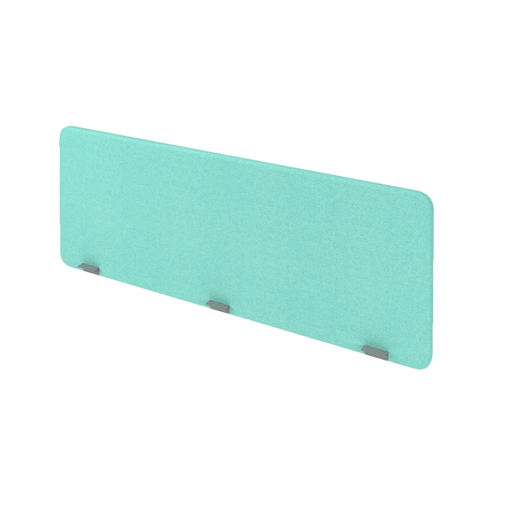Soundproof desk partition Narbutas Top 530, 1600 x 36 x 530 mm, Velito Presto fabric light mint, chipboard 16 mm, gray metal