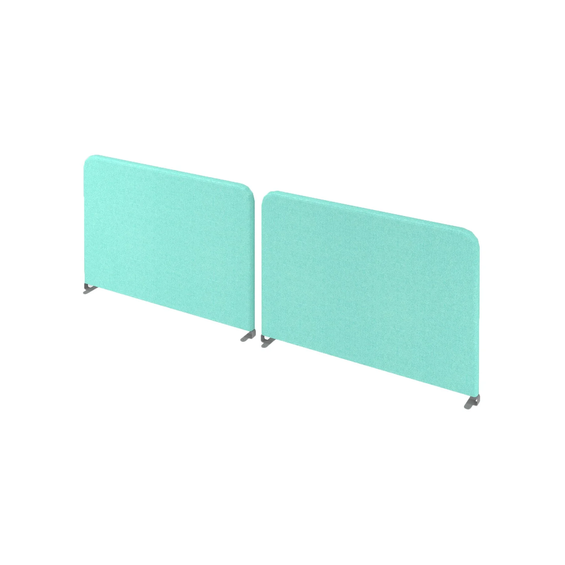 Soundproof desk partition Narbutas Top 530, for double desks, 800 x 36 x 530 mm, Velito Presto fabric light mint, chipboard 16 mm, gray metal
