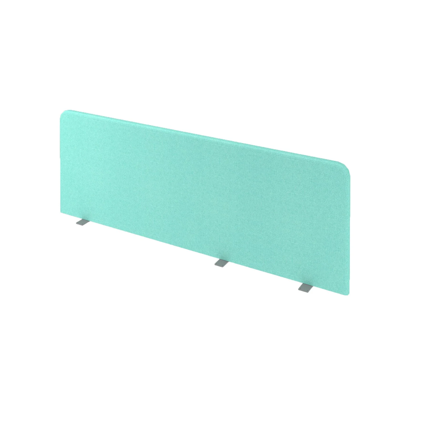 Soundproof desk partition Narbutas Top 530, for double desks, 1600 x 36 x 530 mm, Velito Presto fabric light mint, chipboard 16 mm, gray metal
