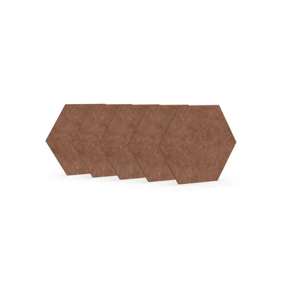 Acoustic panel Narbutas Pet, hexagon, 173 x 200 x 9 mm, PET felt, 5 pcs, coral