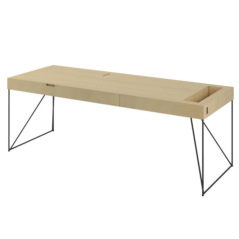 Desk Narbutas Air Executive, 2200 x 800 x 740 mm, maple veneer, black metal