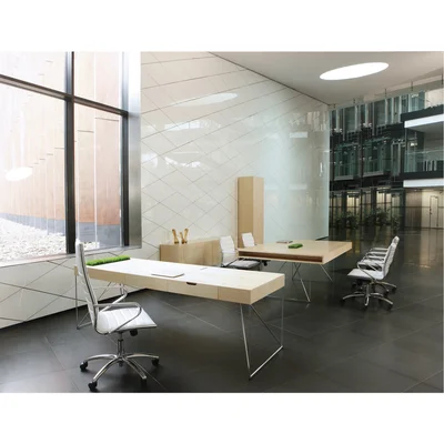 Desk Narbutas Air Executive, 2200 x 800 x 740 mm, maple veneer, black metal