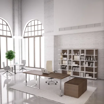 Desk Narbutas Plana, 2200 x 900 x 750 mm, oak veneer, white metal, white metal cable box