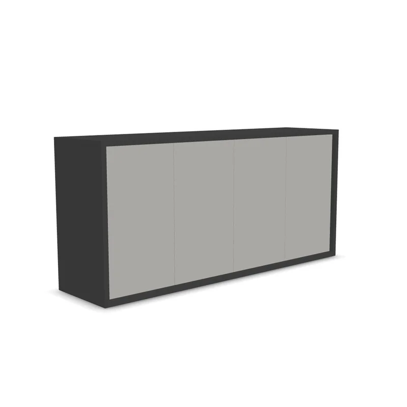 Cabinet Narbutas Nova Executive, 1600 x 350 x 750 mm, chipboard, dark gray melamine, pearl-gray doors