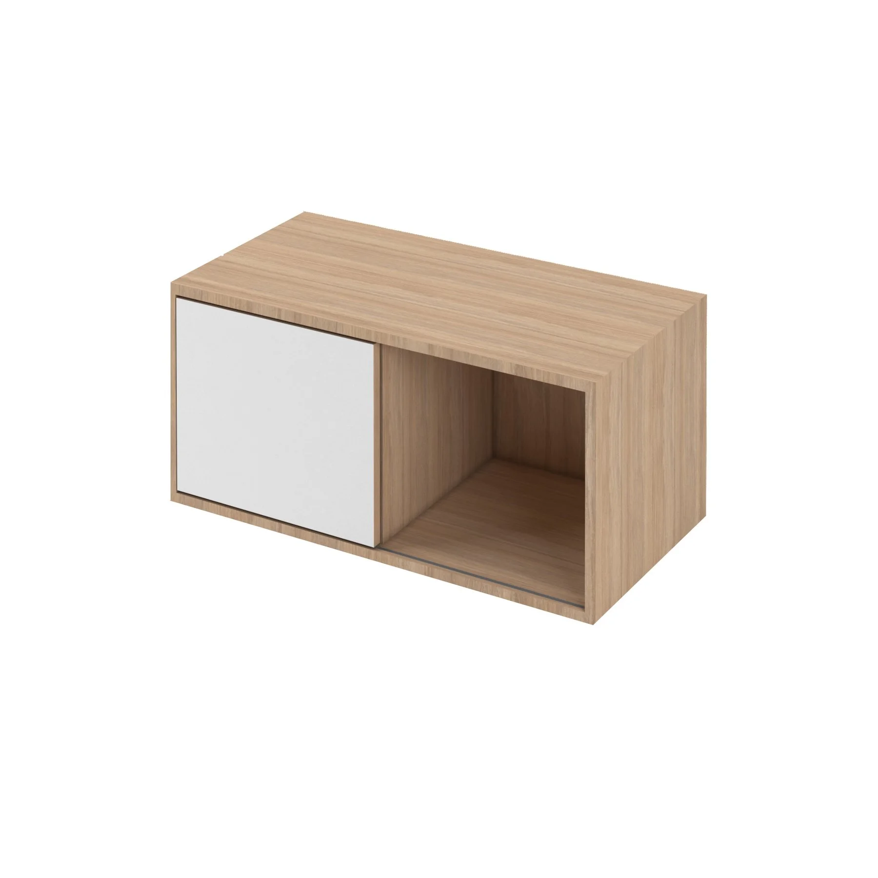 Cabinet Narbutas Choice, sliding doors, 800 x 400 x 370 mm, chipboard 18 mm, white, amber oak melamine