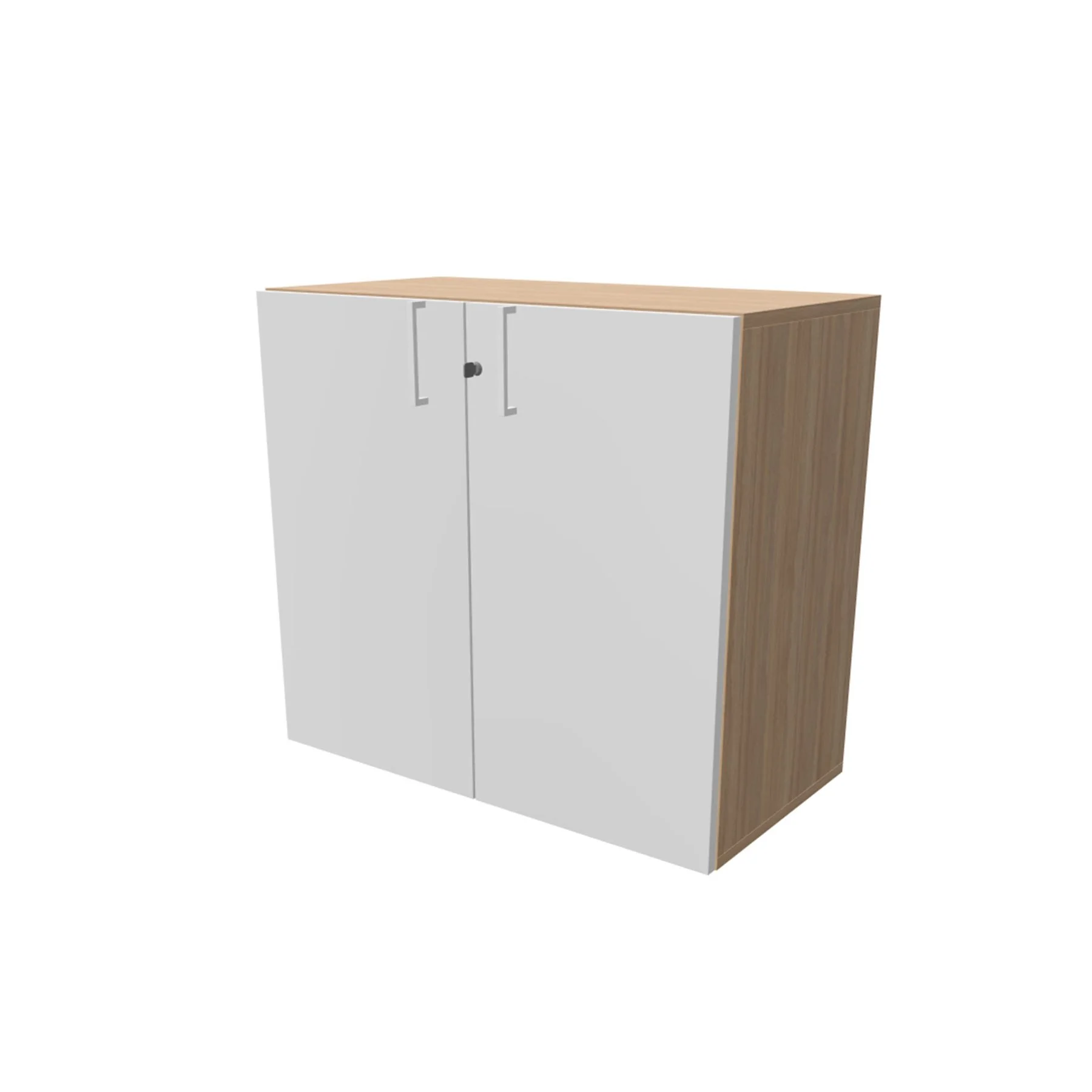 Narbutas Choice Cabinet, 800 x 420 x 720 mm, Bleached Oak Melamine, White Rectangular Handle