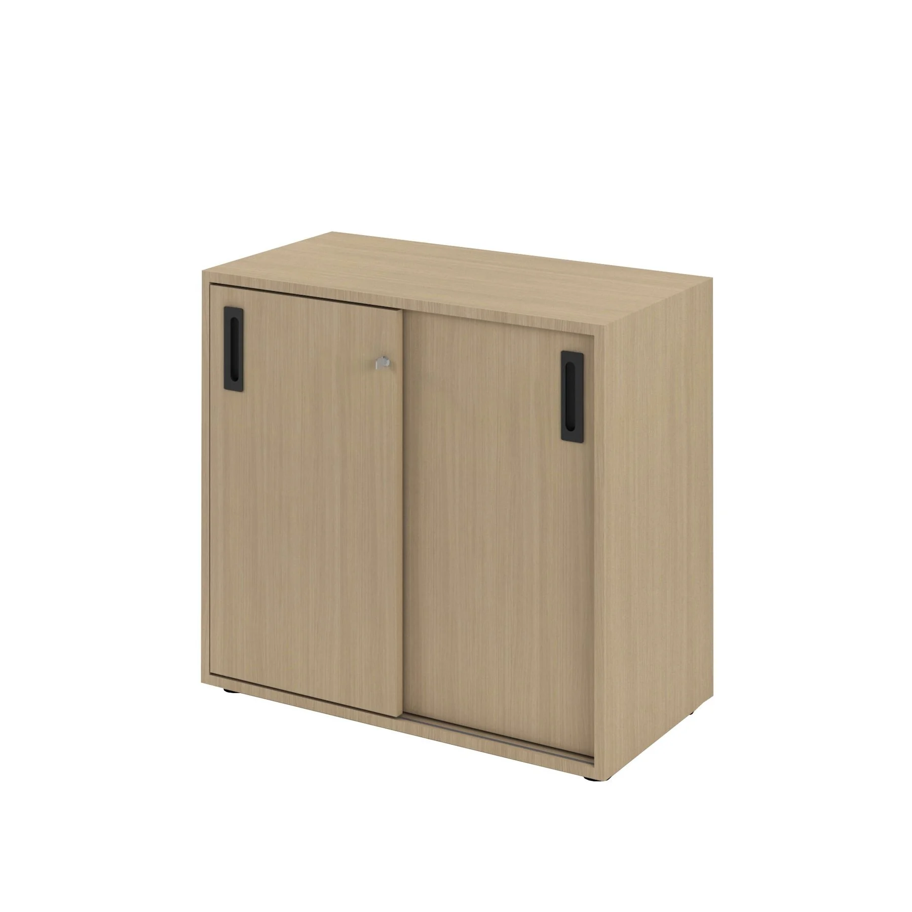 Cabinet Narbutas Choice, sliding doors, 800 x 400 x 720 mm, chipboard 18 mm, bleached oak melamine, bleached oak melamine, black handle