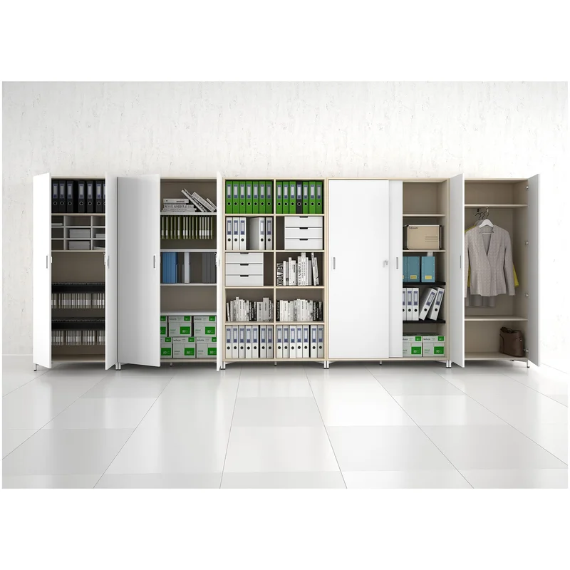Гардероб Narbutas Choice, 800 x 420 x 1780 mm, меламин избелен дъб, меламин избелен дъб, черна дръжка