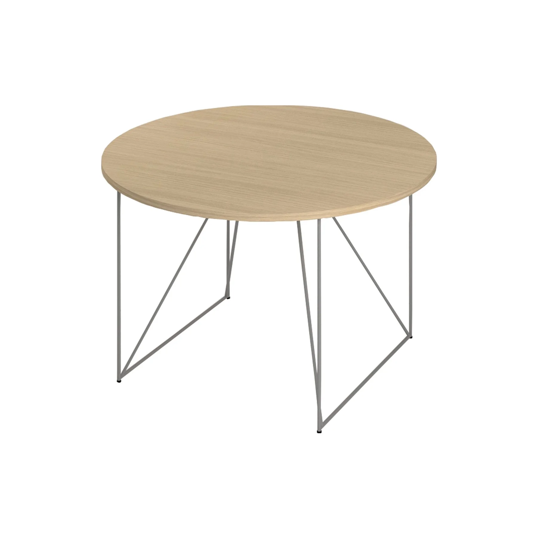 Conference table Narbutas Air, 1200 x 1200 x 740 mm, round top, chipboard 25 mm, bleached oak melamine, gray metal