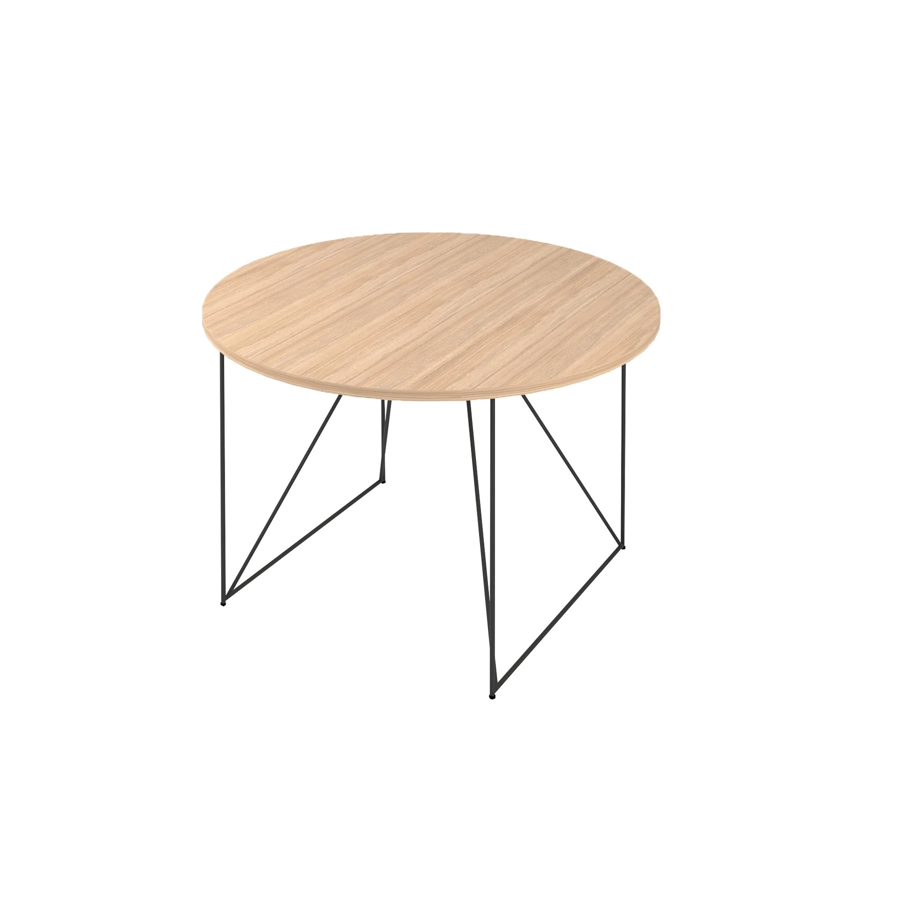 Conference table Narbutas Air, 1200 x 1200 x 740 mm, round top, chipboard 25 mm, amber oak melamine, black metal