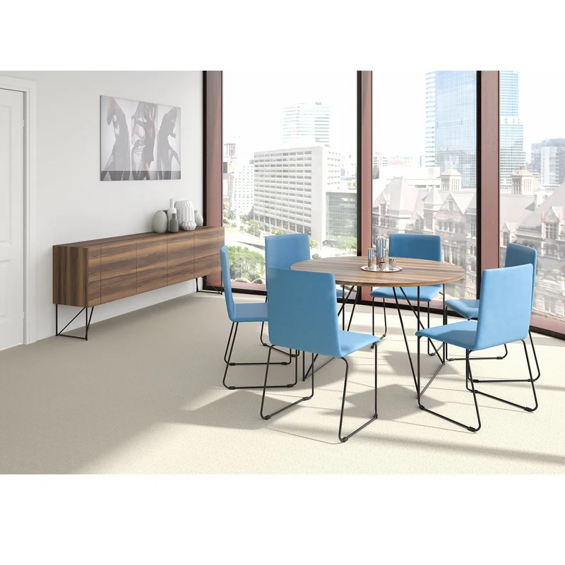 Conference table Narbutas Air, 1200 x 1200 x 740 mm, round top, chipboard 25 mm, amber oak melamine, black metal