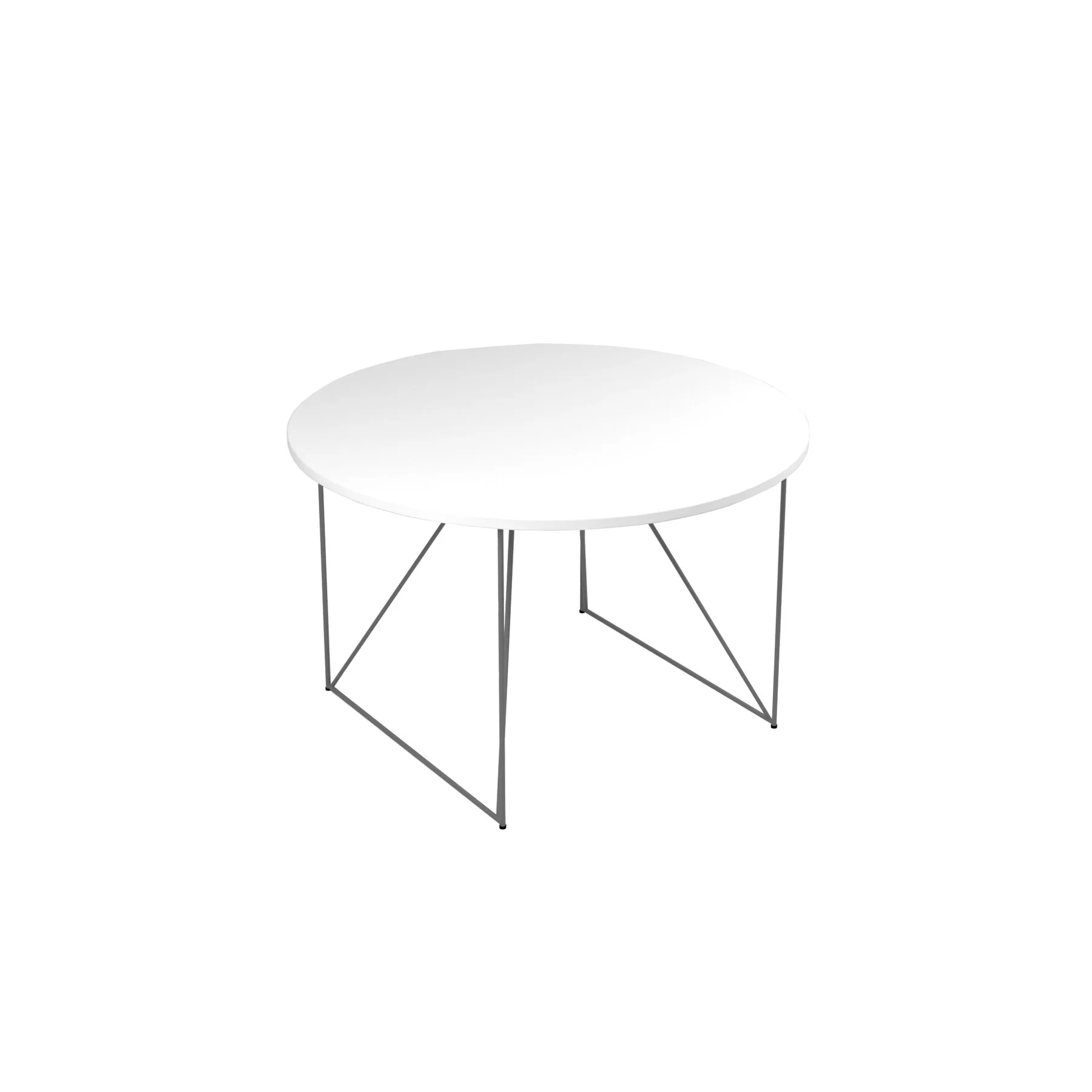 Conference table Narbutas Air, 1200 x 1200 x 740 mm, round top, chipboard 25 mm, white melamine, gray metal