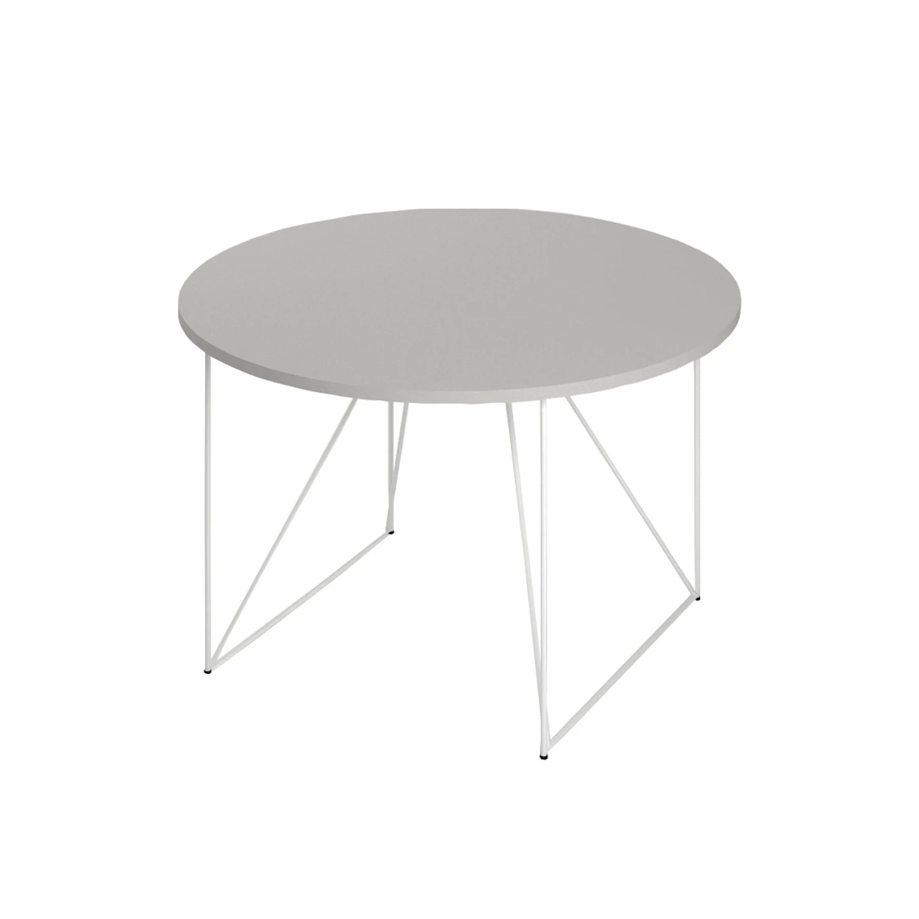Conference table Narbutas Air, 1200 x 1200 x 740 mm, round top, chipboard 25 mm, pearl gray melamine, white metal