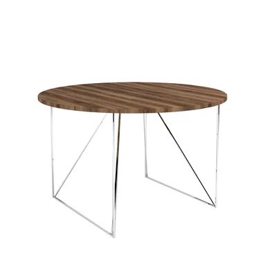 Conference table Narbutas Air, 1200 x 1200 x 740 mm, round top, walnut veneer, chrome metal